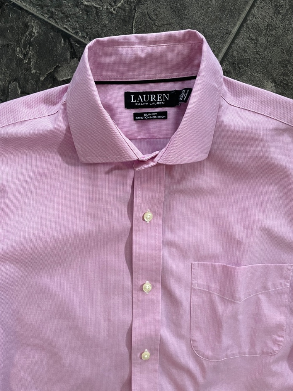 RALPH LAUREN BLACK LABEL Mens Light Pink Slim Fit Office Event Preppy Dress Sirt